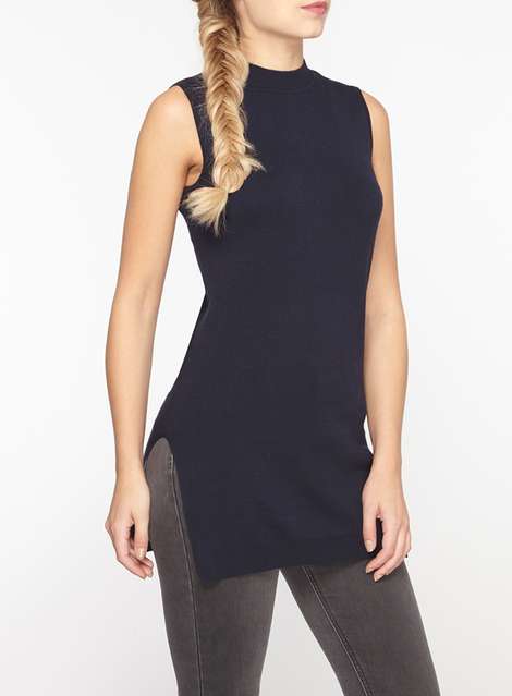 Navy Sleeveless Tabbard jumper